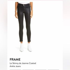 WORN ONCE - FRAME DENIM “Le Skinny de Jeanne” Black Coated Ankle Skinny Jeans 27